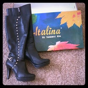 Black Studded Leather Boots!